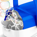 Miniatyrbild 2 av 5: Automatisk bubbelmaskin 3 hastighetsnivå 6C batterier bubbelblåsare maskin för bröllop blå