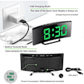 Miniatyrbillede 4 af 5: Grønt Digitalt Vækkeur til Soveværelser, 7' LED Spejl Display, 2 Lysstyrker, 12/24H, Temperatur, Dato, Natlys, Snooze, USB Opladning og Batteri