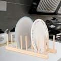 Miniatyrbillede 6 af 8: 7 Grid Tør Vask Afløbsholder Træfad Stand Tallerkenstativ Hylder Køkkenredskaber