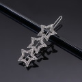 Miniatyrbilde 1 av 3: Koreansk Rhinestone-hårnål med sølvstjerner og hjerteformet bangs-hårkort