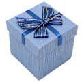 Miniatyrbild 5 av 8: 4 st presentförpackningar med lock 3,9x3,7x3,9 tum presentförpackningar för bröllop jul födelsedag alla hjärtans dag blå HM2330409