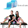 Miniatyrbild 4 av 5: Sport Kinesiologitejp för Muskler, 5 m x 5 cm, Vattentät & Elastisk Kinesiologitejp för Sport, 2 Rullar (1 x Blå, 1 x Blå)