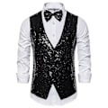 Miniatyrbillede 4 af 4: Sequins Casual Vest til mænd, Sort, XXL
