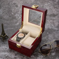 Miniatyrbillede 5 af 8: 2 Grids Wooden Watch Holder Armbåndsur Display Case Smykker Gave Opbevaringsboks Organizer