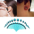 Miniatyrbilde 3 av 3: 36 stk Fasjonable Båre Øreplugg Taper Expander O Ring Stretching Kit Cyan