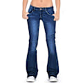Miniatyrbilde 5 av 5: Stretch Denim Bootcut Jeans for Kvinner - Lav Midje Flare Bukser