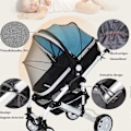 Miniatyrbilde 4 av 5: Universal Myggnett for Barnevogn, Baby Pram Myggnett - Sammenleggbart Baby Myggnett for Barnevogn, Anti-insektbeskyttelse for Babyer, Vaskbart (Svart)