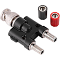 Miniatyrbilde 3 av 4: BNC til 4mm Banan Adapter, BNC Adaptere, BNC Hannplugg til 2 x 4mm Dobbel Banan Hunn Jack Adapter