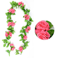 Miniatyrbillede 5 af 8: 5 stk. kunstig vinroseblomst silkeblomst guirlande til hjemmet dekoration til soveværelse kontor mørk pink