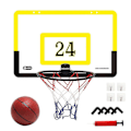Miniatyrbilde 1 av 5: Hengende Dør Basketballbrett - Transparent Mini Bakplate med 1 Kurvnett, 4 Kroker og 1 Basketball Svart
