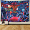 Miniatyrbilde 3 av 5: Mountain Planet Tornado Wave Tapestry Retro Ab Wall Tapestry