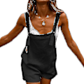 Miniatyrbillede 1 af 5: Ærmeløs bomuldslinned kvinders jumpsuit shorts XL sort