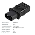 Miniatyrbillede 4 af 5: 2-Pin IEC 320 C8 Han til IEC 320 C9 Hun AC Adapter 6A/250V EU Industriel Strømkonverter