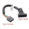 Pikkukuva 2 / 5: Usb 3.0 19-nastainen uros - naaras Usb 2.0 9-nastainen emolevyn koteloadapterikaapeli