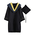 Miniatyrbillede 1 af 5: Smuk Strikket Gradueringskjole Sæt - Elegant Polyester Uniform til Festlig Fotografering (Gul)