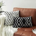 Miniatyrbilde 2 av 5: Sett med 2 hvite putetrekk 45 x 45 cm Boho Aztec Polyesterblanding Firkantede Dekorative Pynteputetrekk for Sofa Sjeselong Seng Dekor