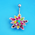 Pikkukuva 6 / 8: Naisten värikäs Lotus Belly Navel Button Q00329 metalliseos vartalokorut