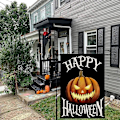 Pikkukuva 4 / 5: Pelottava Kurpitsa Halloween Puutarha Lippu - 12 X 18 Tuuman Kaksisivuinen Juutti Pihakoriste