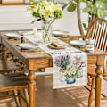 Miniatyrbillede 4 af 5: Ternet Lavendel Vase Bordløber - 13 x 72 Tommer, Perfekt til Forårs- og Sommerindretning