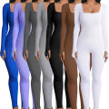 Miniatyrbilde 5 av 5: Yoga Fitness Bodysuit med gjenget firkantet hals Mørkegrå XL dark gray XL