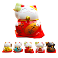 Miniatyrbillede 3 af 8: 5 stk. Lykkekattefigurer Små Søde Lyse Farver Glatte Linjer Maneki Neko Figurer til Bil Bord Hylde
