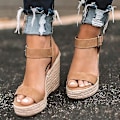 Miniatyrbilde 1 av 5: Brune Espadrille-sandaler med plattform og ankelrem for kvinner EU 38