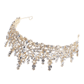 Miniatyrbilde 7 av 8: Brudekrone pannebånd Gullbryllup Rhinestone Crown Romantisk Elegant krone hårtilbehør