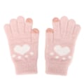 Miniatyrbillede 1 af 8: Sødt kattepote mønster touch screen handsker åndbar blød imitation mink varm tyk handskerPink