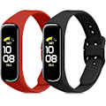 Pikkukuva 1 / 5: Samsung Galaxy Fit 2 -yhteensopivat rannekkeet - 2 kpl silikonirannekkeita (musta/punainen)