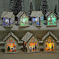 Miniatyrbilde 2 av 5: Juletre Lysende Trehus Skrivebordpynt LED Blinkende
