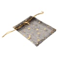Miniatyrbillede 5 af 8: 200 stk Moon Star Organza tasker 2,8x3,5 tommer gennemsigtige udsøgte snoregaveposer til bryllupsfest Baby Shower Sort