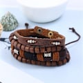 Miniatyrbild 2 av 7: DIY vävd 4-delad set justerbart äkta läderarmband kombination läderarmband