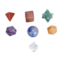 Miniatyrbild 1 av 8: 7 st chakra-helande kristaller geometriska mönster form halvädelsten dekorativa positiva energikristaller prydnad blandad färg