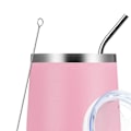 Miniatyrbild 7 av 8: 12oz 304 Rostfritt Stål Äggskalskopp Set U-formad Stor Mag Värmeisoleringskopp med Sugrör Koppslock Borste Rosa