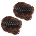Miniatyrbilde 6 av 8: 2stk lysebrun kvinner rotete hårbolle høytemperatur fiber syntetisk hårstykke Chignon