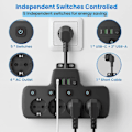 Pikkukuva 1 / 5: 4-osainen jatkojohto, yksittäin kytkettävä, pistorasia USB C:llä, 4 pistorasiaa ja 3 USB-porttia, kaksoispistoke pistorasiaan, seinäkiinnitys, useita pistokkeita