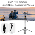 Miniatyrbillede 3 af 5: 71\" Høj Selfie Stick Tripod Quadripod med Fjernbetjening & med 360 Kuglehoved, Aluminium Legering Udtrækkelig Mobiltelefon Tripod Stand -GSLA ZD Y