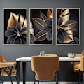 Miniatyrbild 4 av 5: Modern svart bladmönster canvas väggkonst - Set med 3 tryck (30*40cm)