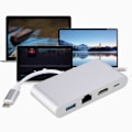 Miniatyrbild 4 av 8: 4-i-1 Multifunktion TypE C till USB3.0+RJ45+HDMI+PD Konverter 4K Video Adapter Hub