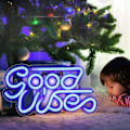 Miniatyrbillede 4 af 5: Blå Good vibes Neon Skilte Led Lys Natlys Good vibes Væg Neon Skilt Til Børneværelse Hjem Butik Gaming Nytårsgave (13'7.1')