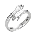 Miniatyrbilde 2 av 8: 925 Sølv klemring Fasjonabel Allsidig Justerbar Klem Hands Open Ring for datter Mamma Søster Kone Venn Bestemor Hvitt Gull