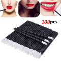 Miniatyrbillede 1 af 5: 100 Stk Sort Engangs Lip Brush Gloss Wands Makeup Kosmetisk Værktøj