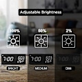 Miniatyrbild 3 av 5: Digital väckarklocka, med elektronisk LED-tidsvisning i trä, 3 inställningar, fukt- och temperaturdetektering, elektriska klockor i trä för sovrum, svart