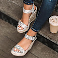 Miniatyrbilde 1 av 3: Slangeprint Platform Espadrille Sandaler med Ankelrem for Kvinner EU 36