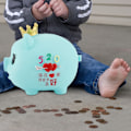 Miniatyrbild 6 av 8: 1st Mjuk tecknad Piggy Pengar Sparlåda Myntsparbank Barnpresent (Blå)