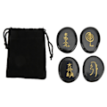 Miniatyrbild 1 av 8: 4 st Reiki-symboler stenar slätare ytor graverade Reiki-stenar för heminredning meditationsornament present obsidian