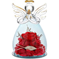 Miniatyrbillede 1 af 5: Glasengelstatue med smukke lilla blomster - Perfekt morsdags fødselsdagsgave til mor 4.3X2.9in Engel rød