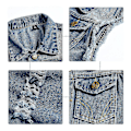 Miniatyrbilde 3 av 3: Ripped ermeløs denimjakke XL blå