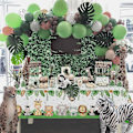 Miniatyrbild 5 av 5: 2 st Djungel Zoo tema Duk Bordsduk Festtillbehör Inomhusduk 137*274cm