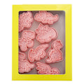 Miniatyrbillede 1 af 8: Dinosaur Cookie Form Sød Mad Grade Plastik 3D Dyr Bage Cutter til Kiks Kager Desserter Håndværk